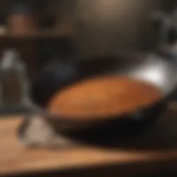 Restored cast iron skillet shining with rust removed