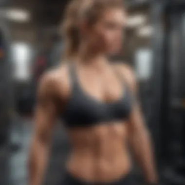 Sculpted core muscles in the gym