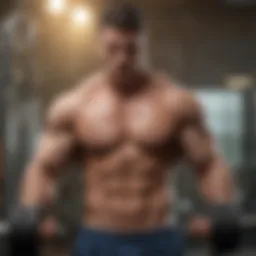 Sculpted physique of a man lifting weights