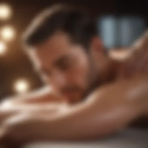 A serene scene of a man receiving a massage