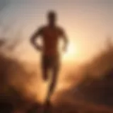 Silhouette of a man running at sunrise