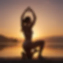 Silhouette of a person in a yoga pose at sunrise