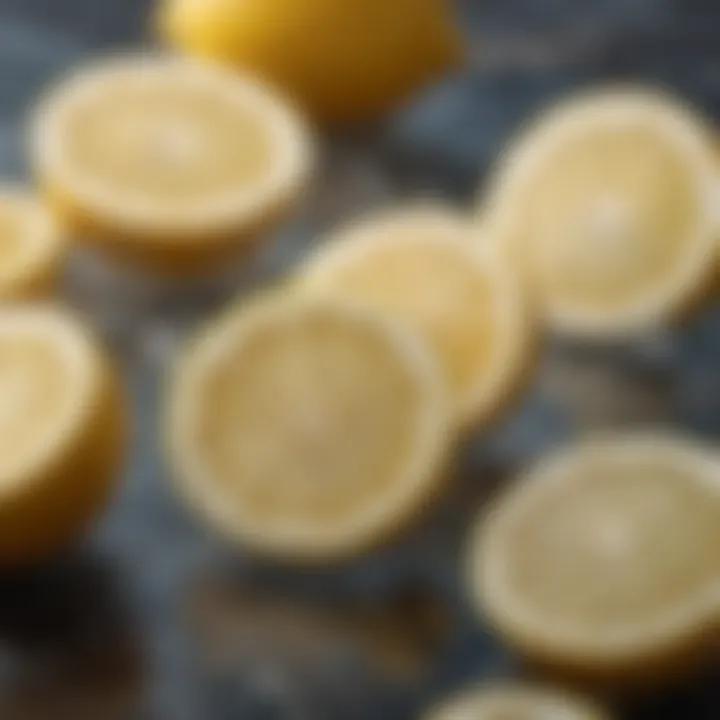 Close-up of sliced lemons in warm water