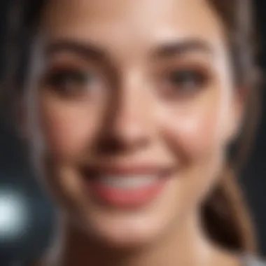 An individual practicing a smiling exercise to tone cheeks