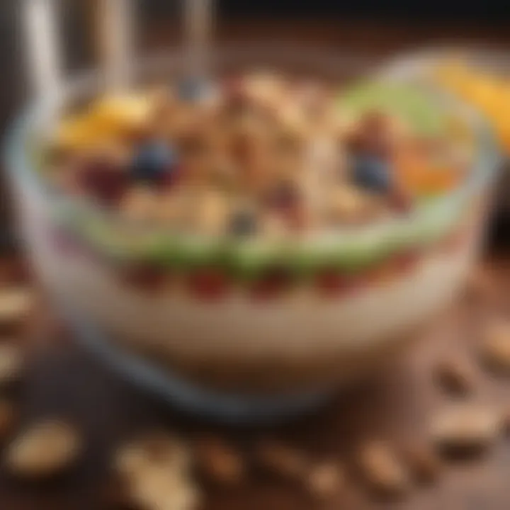 Creative smoothie bowl topped with nuts and seeds