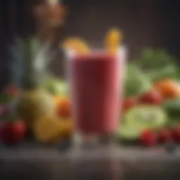 Colorful assortment of fresh fruits and vegetables for smoothies