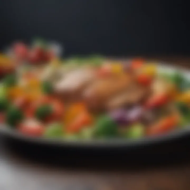 Abstract representation of a balanced meal with a variety of colorful vegetables