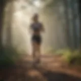 Artistic depiction of a person jogging in the early morning mist