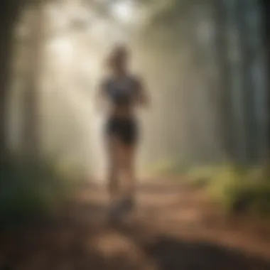 Artistic depiction of a person jogging in the early morning mist
