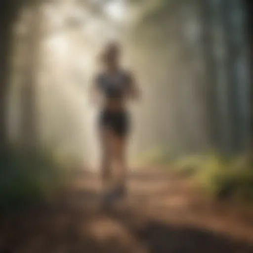 Artistic depiction of a person jogging in the early morning mist