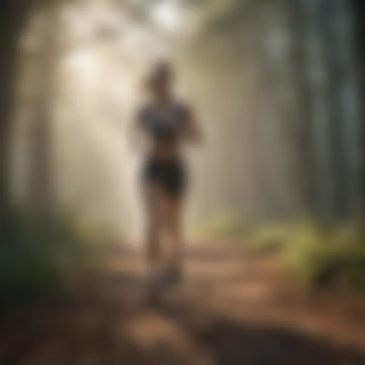 Artistic depiction of a person jogging in the early morning mist