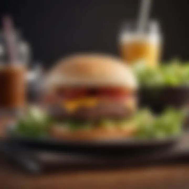 A balanced meal plate featuring a small burger and side salad