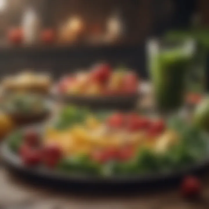 Healthy meal with fruits and vegetables