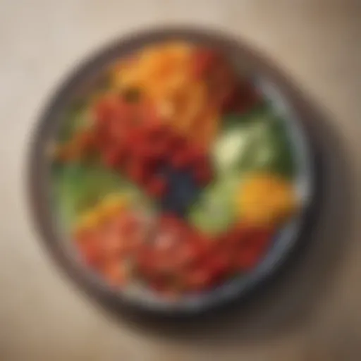 Fresh fruits and vegetables arranged beautifully on a plate