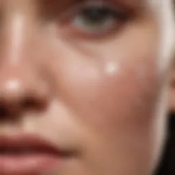 Close-up of healthy skin with a soothing cream application