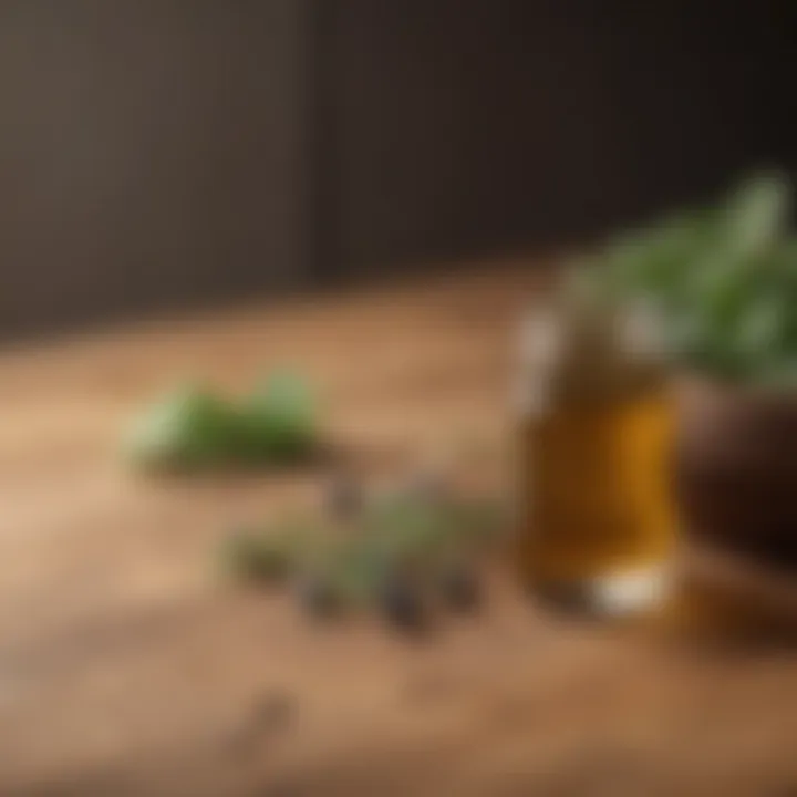 Natural remedies displayed on a wooden surface
