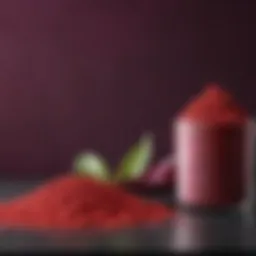 A vibrant display of super beet powder and its natural ingredients