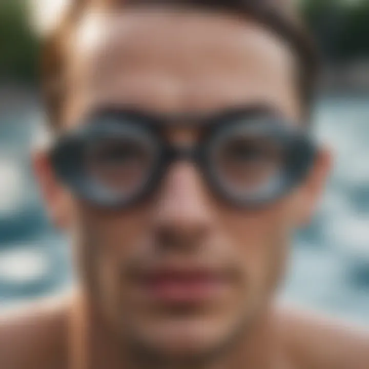 Swimmer with mirrored lenses swimming goggles