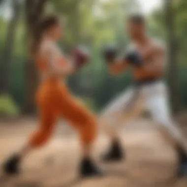 Immersive Tae Bo Training in Natural Setting Tae Bo training session in nature