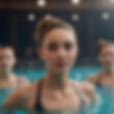 A group of individuals participating in a synchronized swimming session