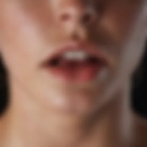 Close-up of a cold sore on the lip