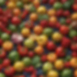 Colorful assortment of fresh fruits and vegetables