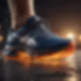 A close-up view of a running sneaker showcasing its cushioning technology.