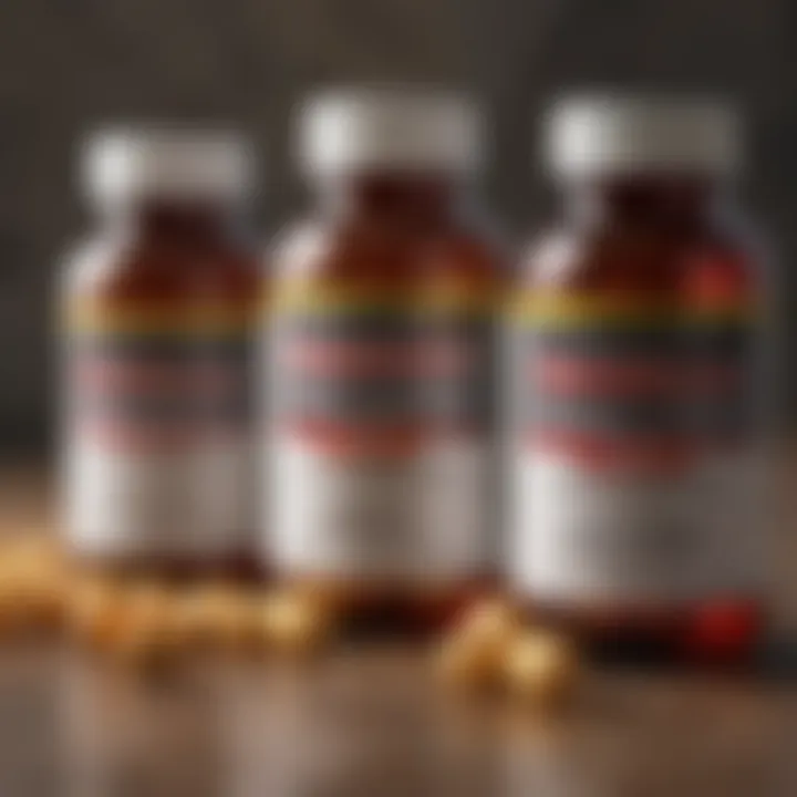 An assortment of multivitamin bottles specifically formulated for older adults