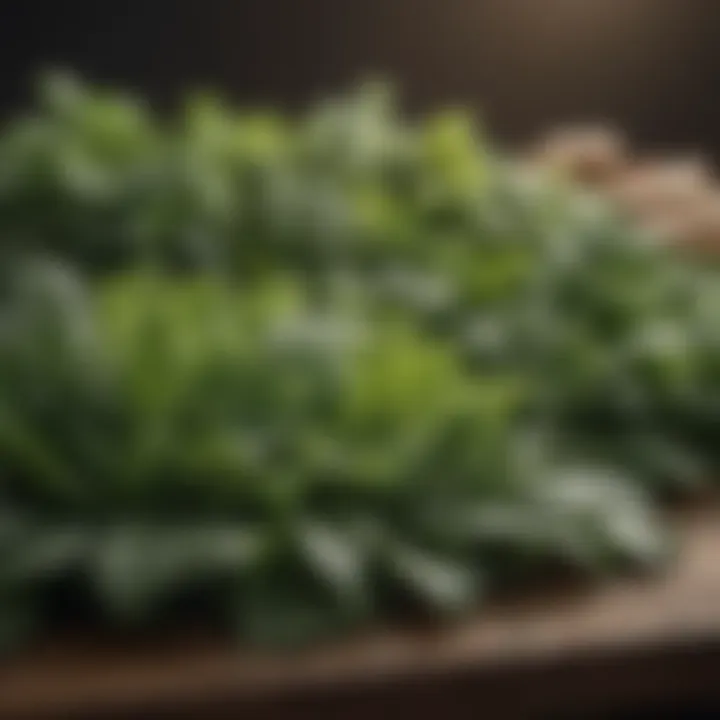 Fresh green leafy vegetables rich in folate