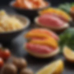 Colorful spread of nutritious foods