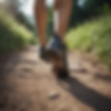 The Rhythm of Each Step Towards Fitness Close-up of feet walking on a scenic path