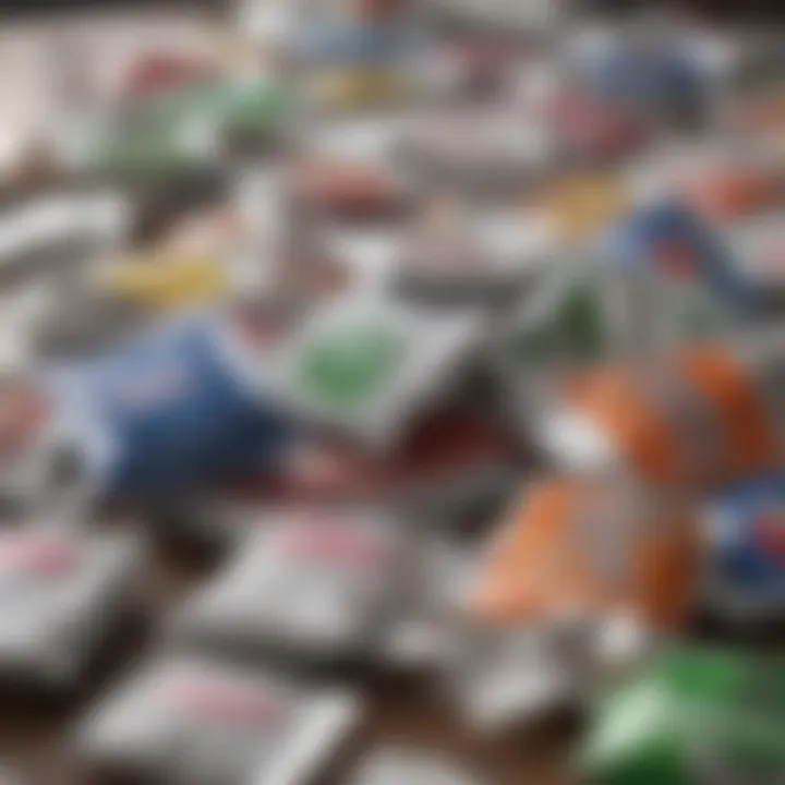 A close-up of artificial sweeteners packets on a table