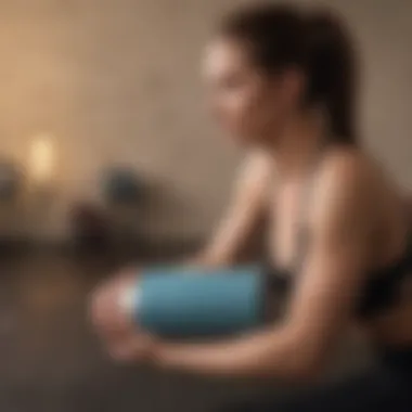 Woman using foam roller for upper back release