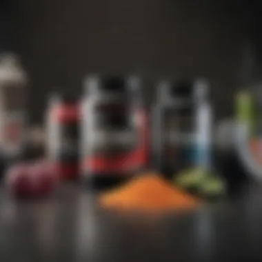 A close-up of BCAA supplements alongside workout gear.