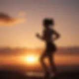 Silhouette of a person doing high-intensity interval training at sunset