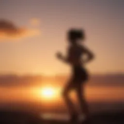 Silhouette of a person doing high-intensity interval training at sunset