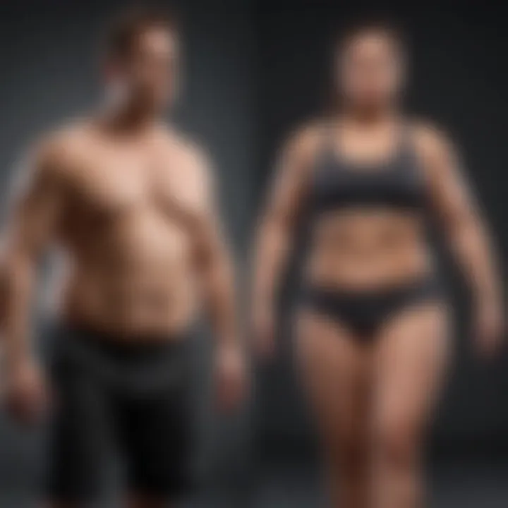 Illustration of a person transforming from overweight to fit through exercise programs