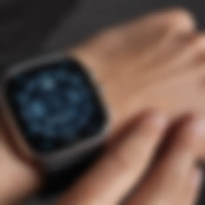 Close-up of a smartwatch displaying health metrics