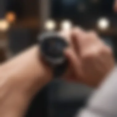 Engagement with Smartwatch Features User interacting with smartwatch notifications
