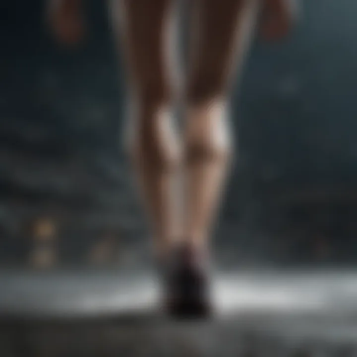 Abstract depiction of a trembling leg amidst a storm of emotions