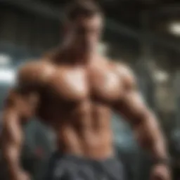Sculpted physique of a bodybuilder in motion