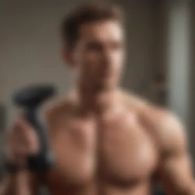 Efficient Post-Workout Recovery Aid Person using a body massager gun for post-workout recovery