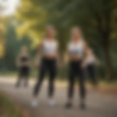 Diverse group of individuals using resistance bands in a park