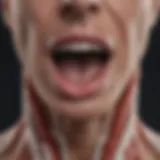 Close-up of a throat diagram highlighting irritation areas
