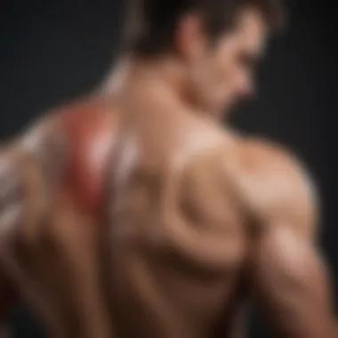 Illustration depicting common causes of back deltoid pain, including muscle strain and injury