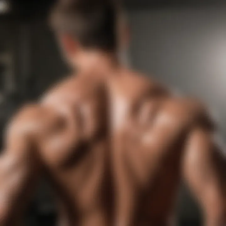 Visual representation of symptoms associated with back deltoid pain, including discomfort and limited mobility
