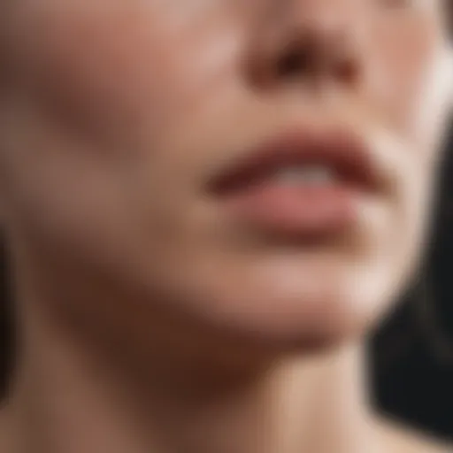 Close-up view of cystic acne on the chin