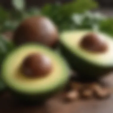 Nutrient Dense Keto Options Close-up of avocados, nuts, and leafy greens