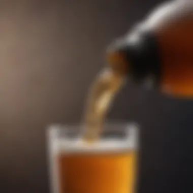 A close-up of a low-carb beer being poured into a glass