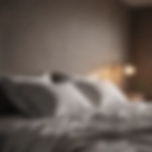 A serene bedroom setting with soft lighting and breathable fabrics